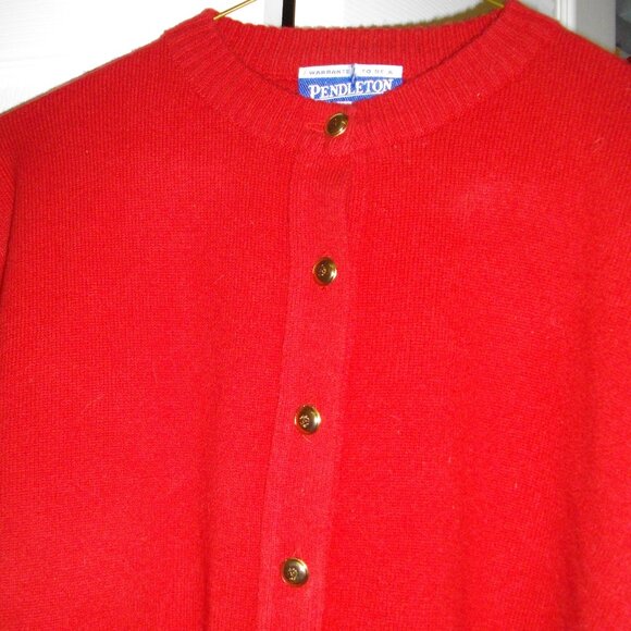 Pendleton women's red button up 100% wool cardigan. Large. - Picture 4 of 4